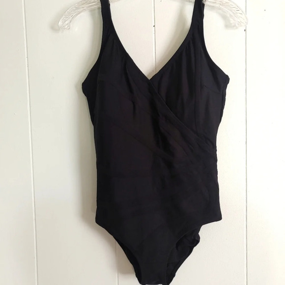 GOTTEX textured swimsuit one piece soft cup bra BLACK women’s 12 - Picture 1 of 8